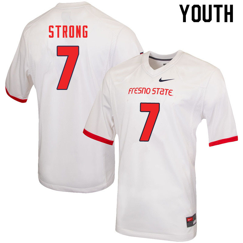 Youth #7 Reggie Strong Fresno State Bulldogs College Football Jerseys Sale-White - Click Image to Close